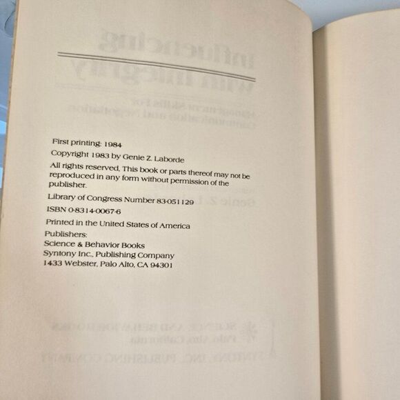 Influencing with Integrity : Management Skills By Genie Z. Laborde 1984 HC - Picture 5 of 10